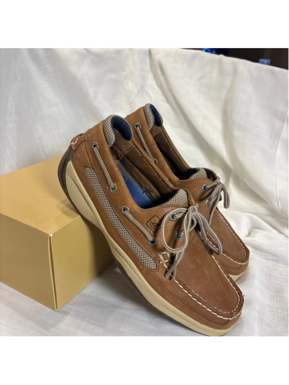 Sperry Lanyard CB Boat Shoe Tan Leather sz 8.5